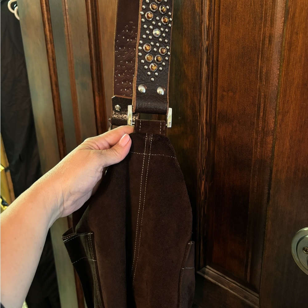 Brown, suede purse.
